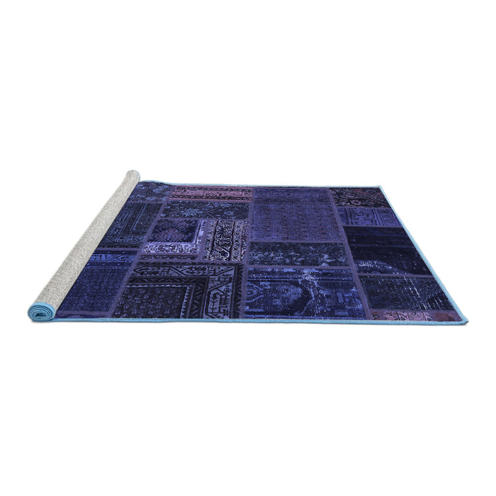 Sideview of Machine Washable Oriental Blue Modern Rug, wshabs5653blu