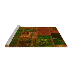 Sideview of Machine Washable Oriental Yellow Modern Rug, wshabs5653yw