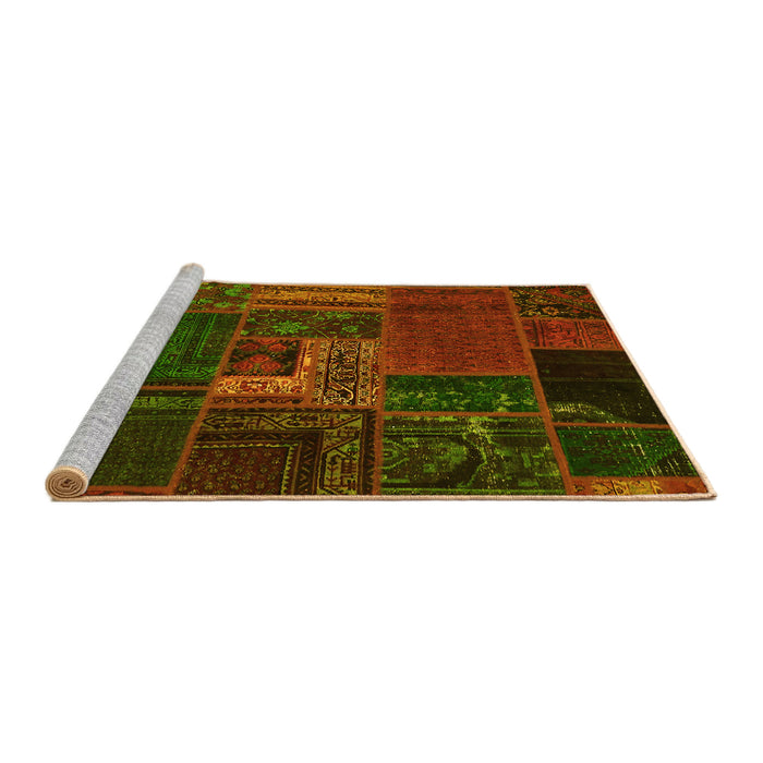 Sideview of Machine Washable Oriental Yellow Modern Rug, wshabs5653yw