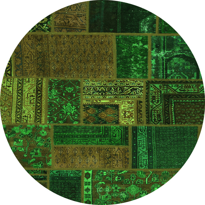 Round Oriental Green Modern Rug, abs5653grn
