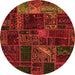 Round Machine Washable Oriental Orange Modern Area Rugs, wshabs5654org