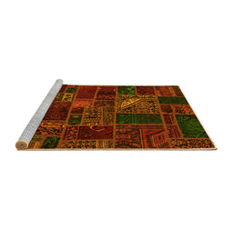 Sideview of Machine Washable Oriental Yellow Modern Rug, wshabs5654yw