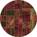 Round Oriental Brown Modern Rug, abs5654brn