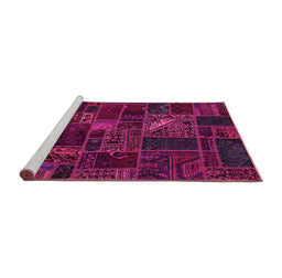 Sideview of Machine Washable Oriental Pink Modern Rug, wshabs5654pnk