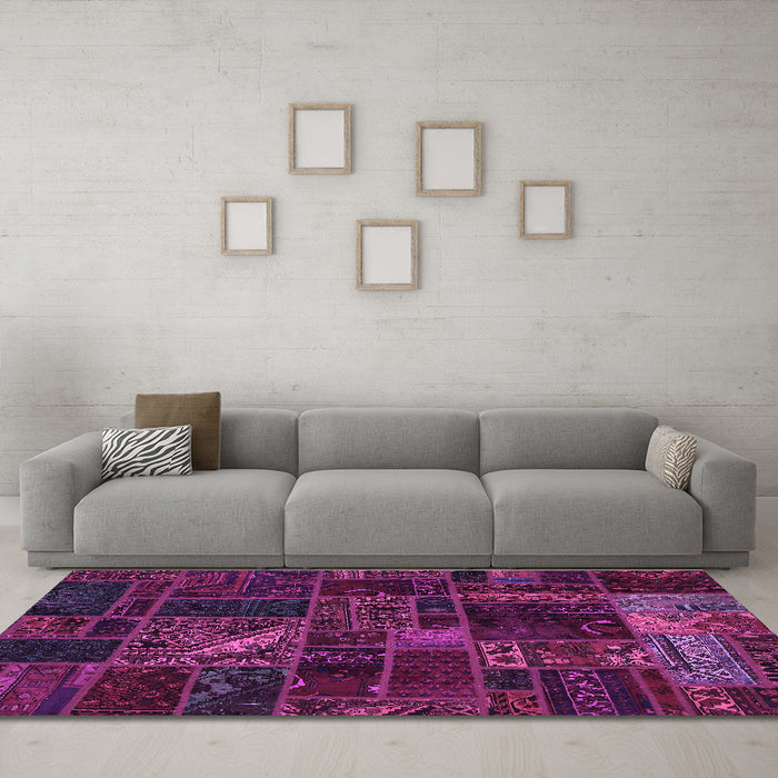 Machine Washable Oriental Purple Modern Area Rugs in a Living Room, wshabs5654pur