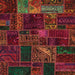 Square Abstract Dark Sienna Brown Oriental Rug, abs5654