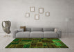 Machine Washable Oriental Green Modern Area Rugs in a Living Room,, wshabs5654grn