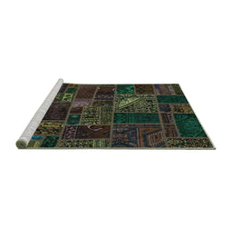 Sideview of Machine Washable Oriental Turquoise Modern Area Rugs, wshabs5654turq