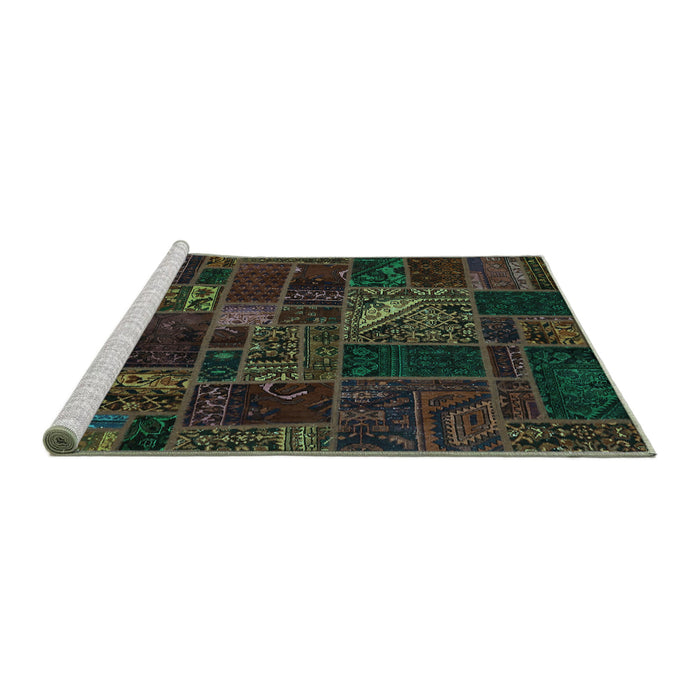 Sideview of Machine Washable Oriental Turquoise Modern Area Rugs, wshabs5654turq