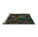 Sideview of Machine Washable Oriental Turquoise Modern Area Rugs, wshabs5654turq