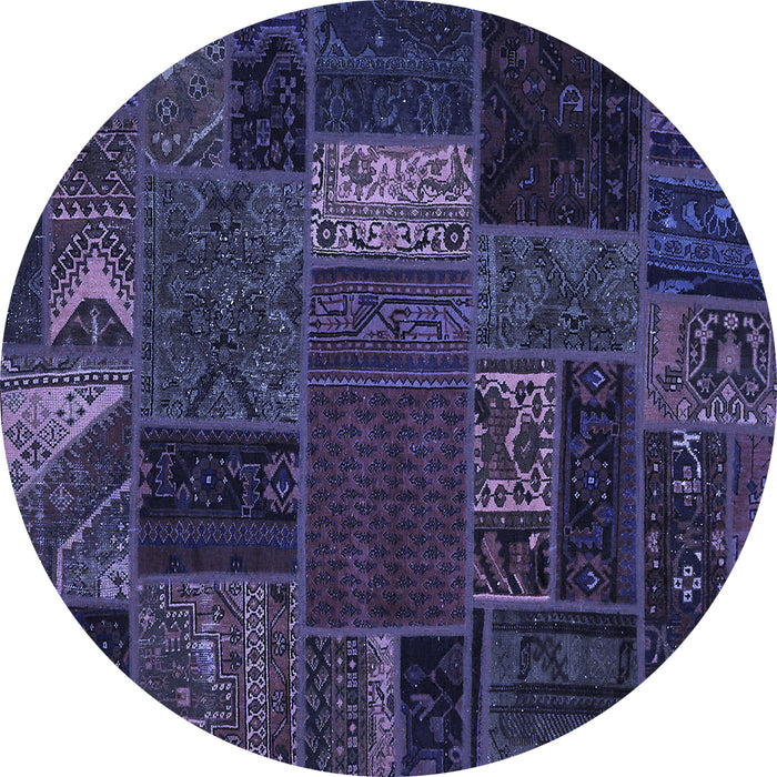Round Machine Washable Oriental Blue Modern Rug, wshabs5655blu