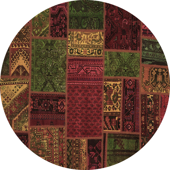 Round Machine Washable Oriental Brown Modern Rug, wshabs5655brn