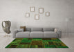 Machine Washable Oriental Green Modern Area Rugs in a Living Room,, wshabs5655grn