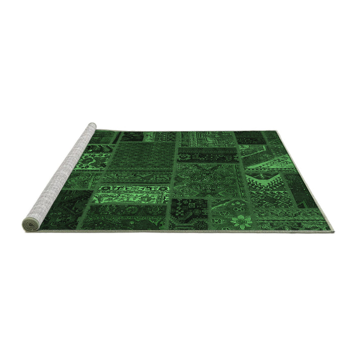 Sideview of Machine Washable Oriental Emerald Green Modern Area Rugs, wshabs5655emgrn
