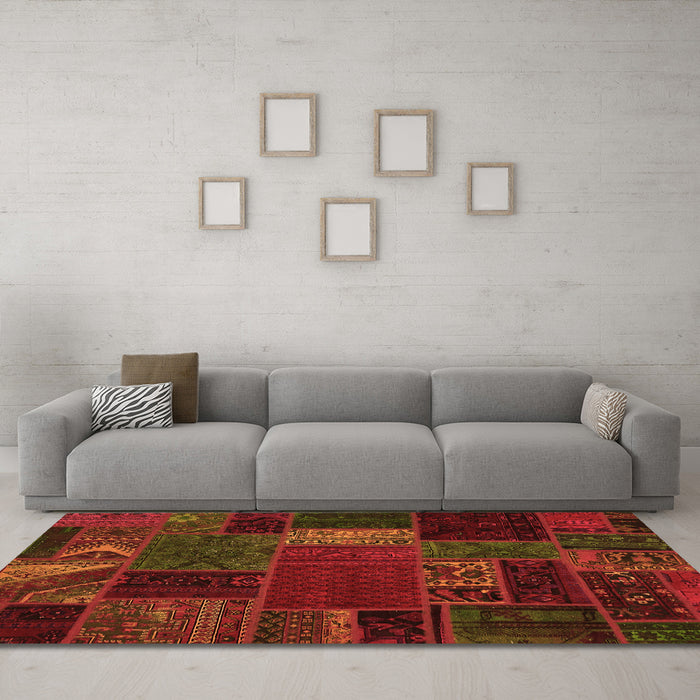 Machine Washable Oriental Orange Modern Area Rugs in a Living Room, wshabs5655org