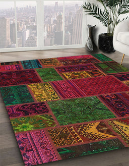 Machine Washable Abstract Sepia Brown Rug in a Family Room, wshabs5655