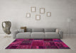 Machine Washable Oriental Pink Modern Rug in a Living Room, wshabs5655pnk