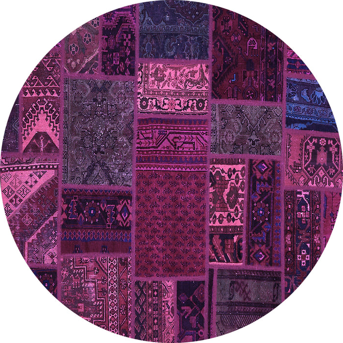 Round Machine Washable Oriental Purple Modern Area Rugs, wshabs5655pur