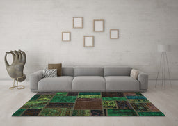 Machine Washable Oriental Turquoise Modern Area Rugs in a Living Room,, wshabs5655turq