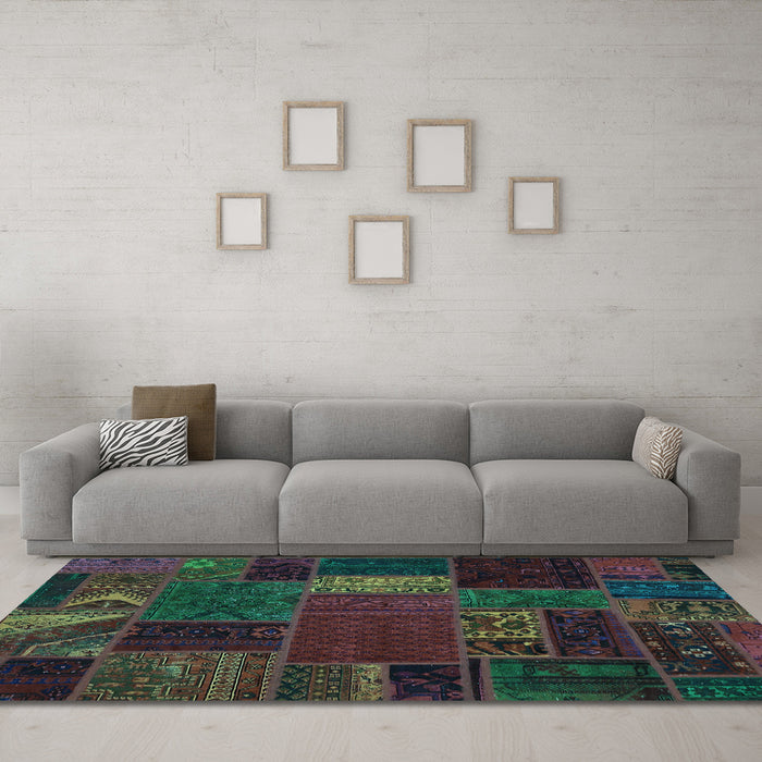 Machine Washable Oriental Light Blue Modern Rug in a Living Room, wshabs5655lblu