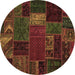 Round Oriental Brown Modern Rug, abs5655brn