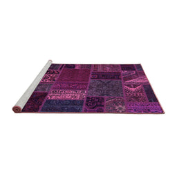Sideview of Machine Washable Oriental Purple Modern Area Rugs, wshabs5655pur
