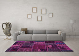 Machine Washable Oriental Purple Modern Area Rugs in a Living Room, wshabs5655pur