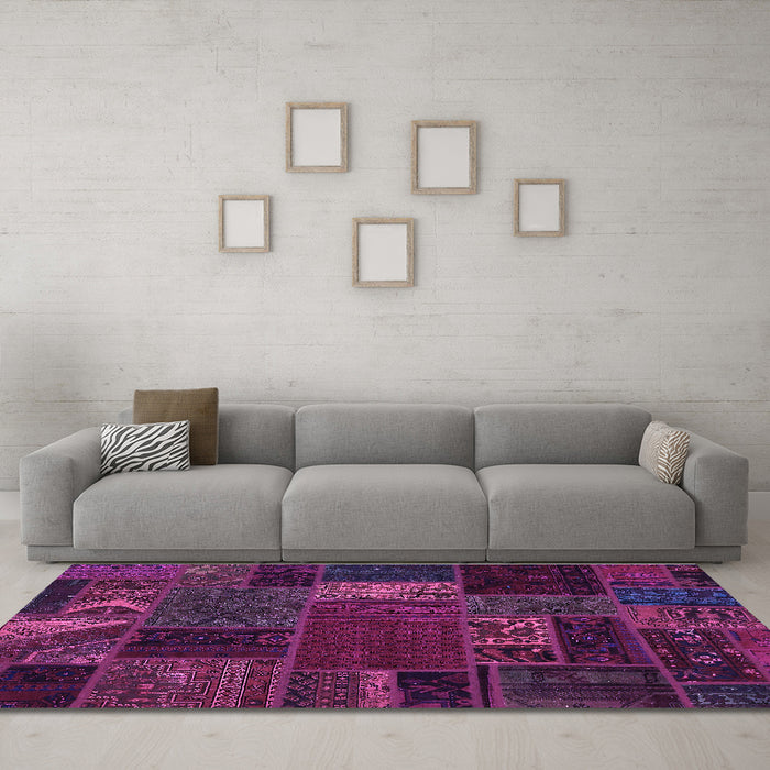 Machine Washable Oriental Purple Modern Area Rugs in a Living Room, wshabs5655pur