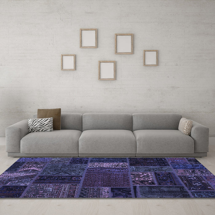 Machine Washable Oriental Blue Modern Rug in a Living Room, wshabs5655blu