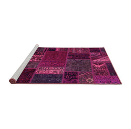 Sideview of Machine Washable Oriental Pink Modern Rug, wshabs5655pnk