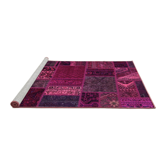 Sideview of Machine Washable Oriental Pink Modern Rug, wshabs5655pnk