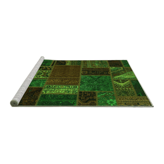 Sideview of Machine Washable Oriental Green Modern Area Rugs, wshabs5655grn