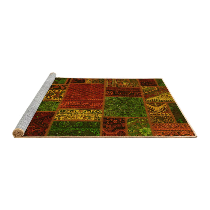 Sideview of Machine Washable Oriental Yellow Modern Rug, wshabs5655yw