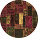 Round Oriental Brown Modern Rug, abs5656brn