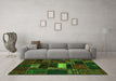 Machine Washable Oriental Green Modern Area Rugs in a Living Room,, wshabs5656grn