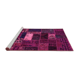 Sideview of Machine Washable Oriental Pink Modern Rug, wshabs5656pnk