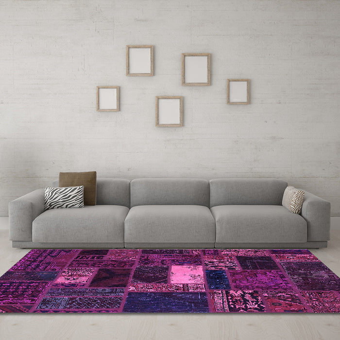 Machine Washable Oriental Purple Modern Area Rugs in a Living Room, wshabs5656pur