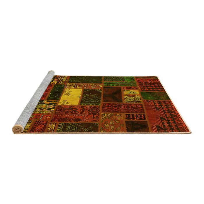 Sideview of Machine Washable Oriental Yellow Modern Rug, wshabs5656yw