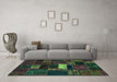 Machine Washable Oriental Turquoise Modern Area Rugs in a Living Room,, wshabs5656turq