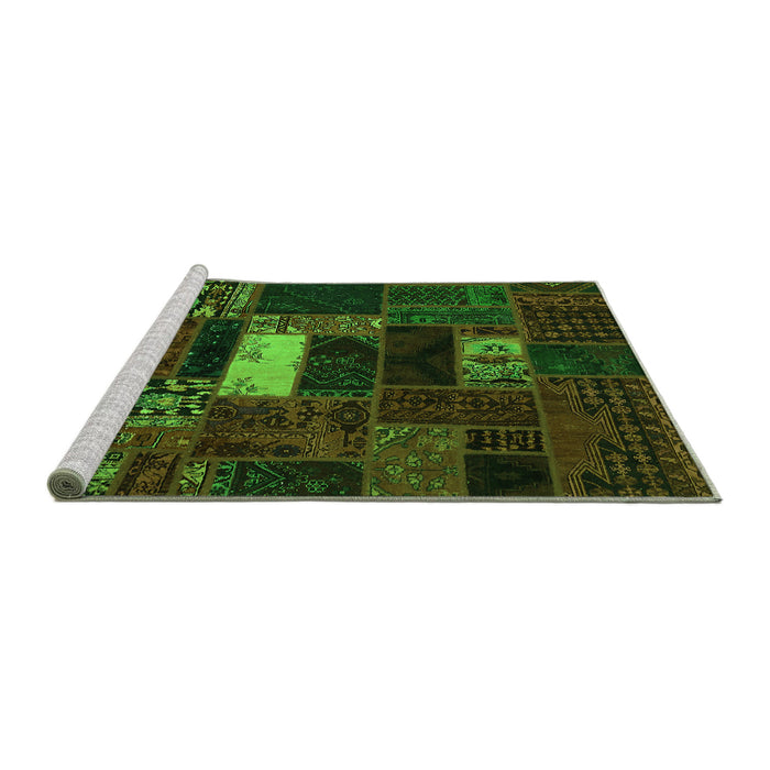 Sideview of Machine Washable Oriental Green Modern Area Rugs, wshabs5656grn