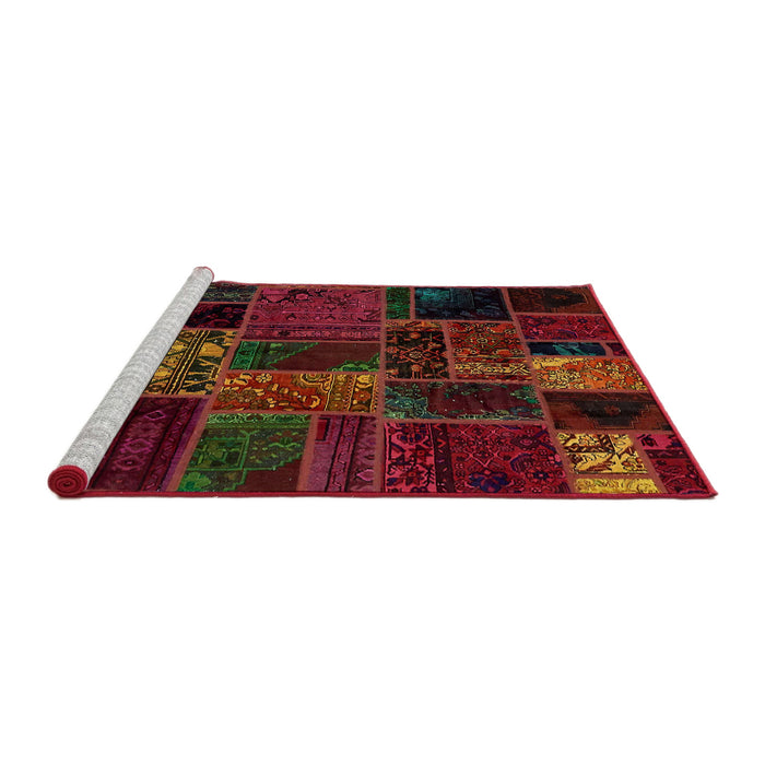 Sideview of Machine Washable Abstract Burgundy Red Rug, wshabs5657