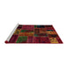 Sideview of Machine Washable Abstract Burgundy Red Rug, wshabs5657