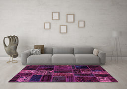 Machine Washable Oriental Purple Modern Area Rugs in a Living Room, wshabs5657pur