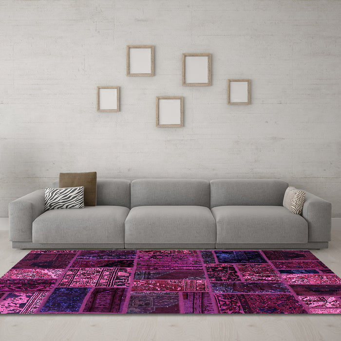 Machine Washable Oriental Purple Modern Area Rugs in a Living Room, wshabs5657pur