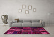 Machine Washable Oriental Pink Modern Rug in a Living Room, wshabs5657pnk