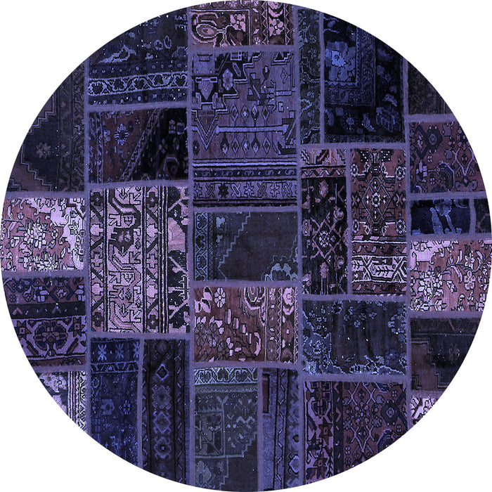 Round Machine Washable Oriental Blue Modern Rug, wshabs5657blu