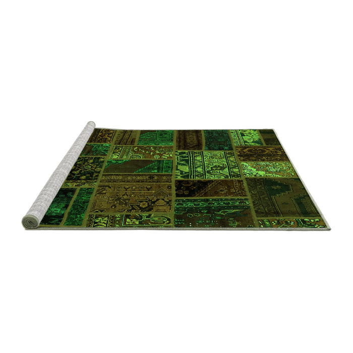 Sideview of Machine Washable Oriental Green Modern Area Rugs, wshabs5657grn