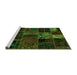 Sideview of Machine Washable Oriental Green Modern Area Rugs, wshabs5657grn