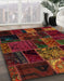 Abstract Burgundy Red Oriental Rug in Family Room, abs5657