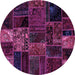 Round Machine Washable Oriental Purple Modern Area Rugs, wshabs5657pur